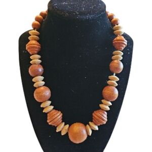 Vintage (80s) Carved Wood Necklace